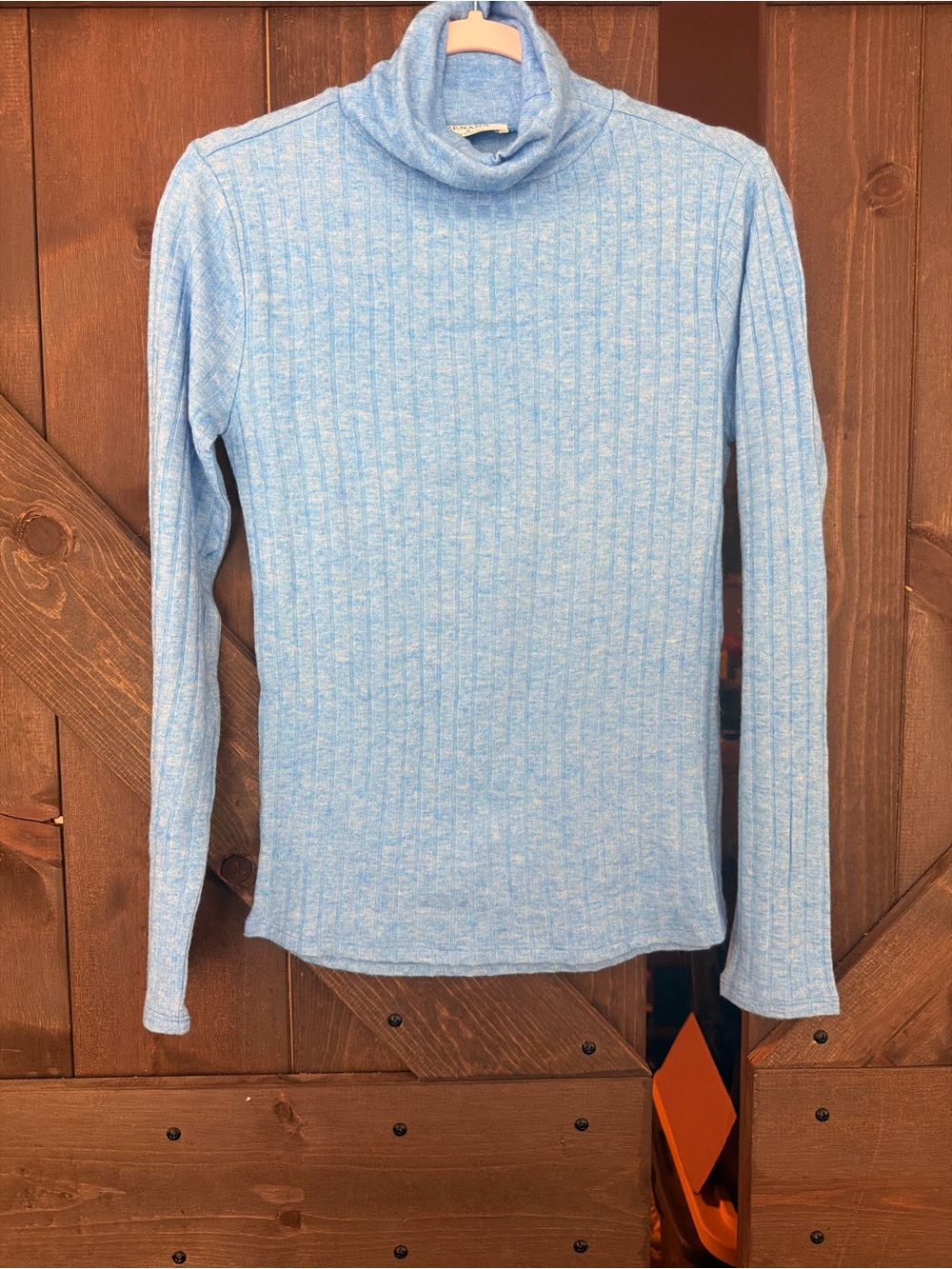 Zenana Outfitters Light Blue Ribbed Cowl Neck Sweater